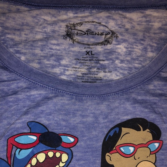 Disney - Lilo & Stitch Blue Acid Wash Tee Shirt - Picture 2 of 2